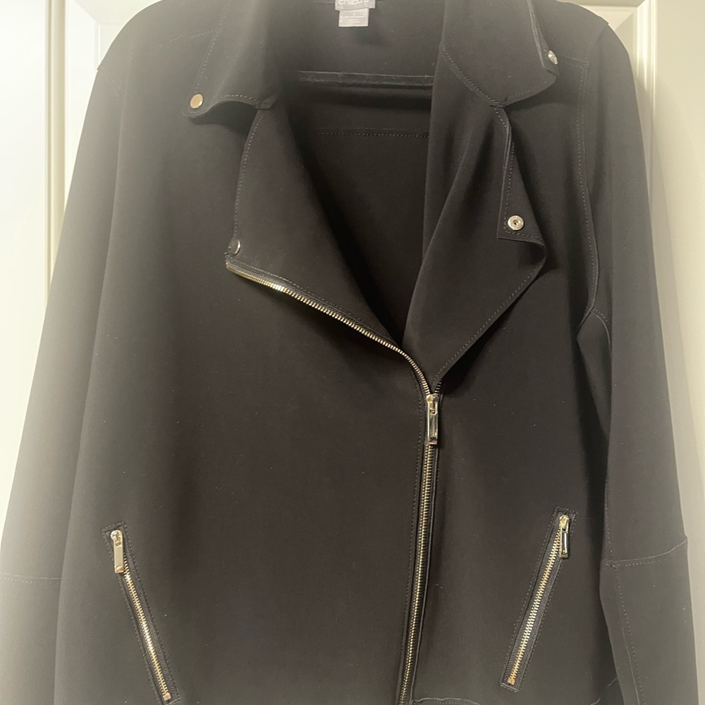 Chico's Black Leather Jacket Chic and Versatile